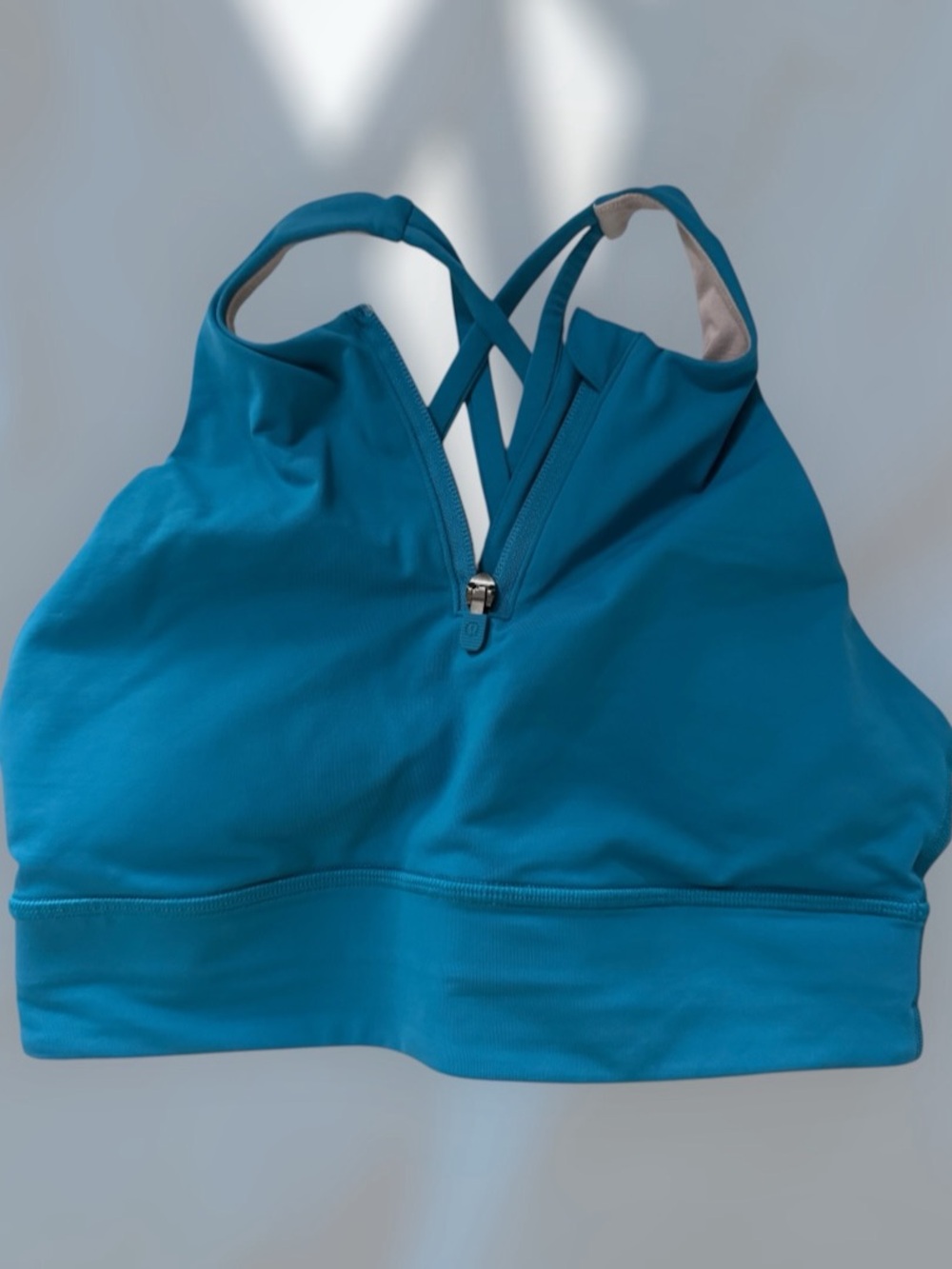 LULULEMON ENERGY HIGH NECK LONGLINE BRA*ZIP IN HAWAIIAN BLUE
